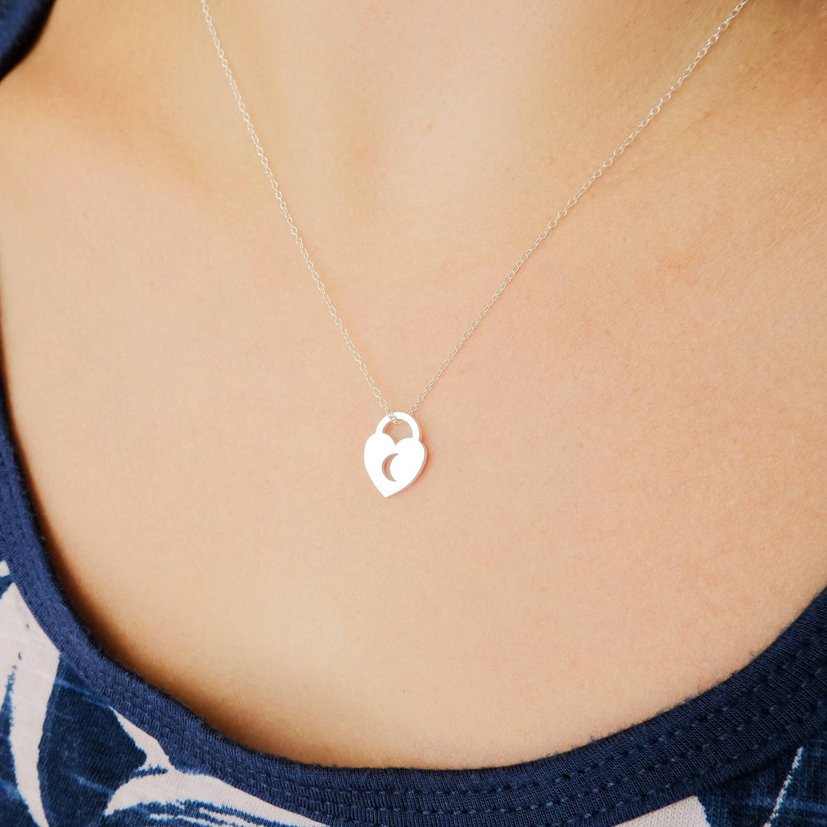 Love Lock Heart Necklace - Love You To The Moon And Back