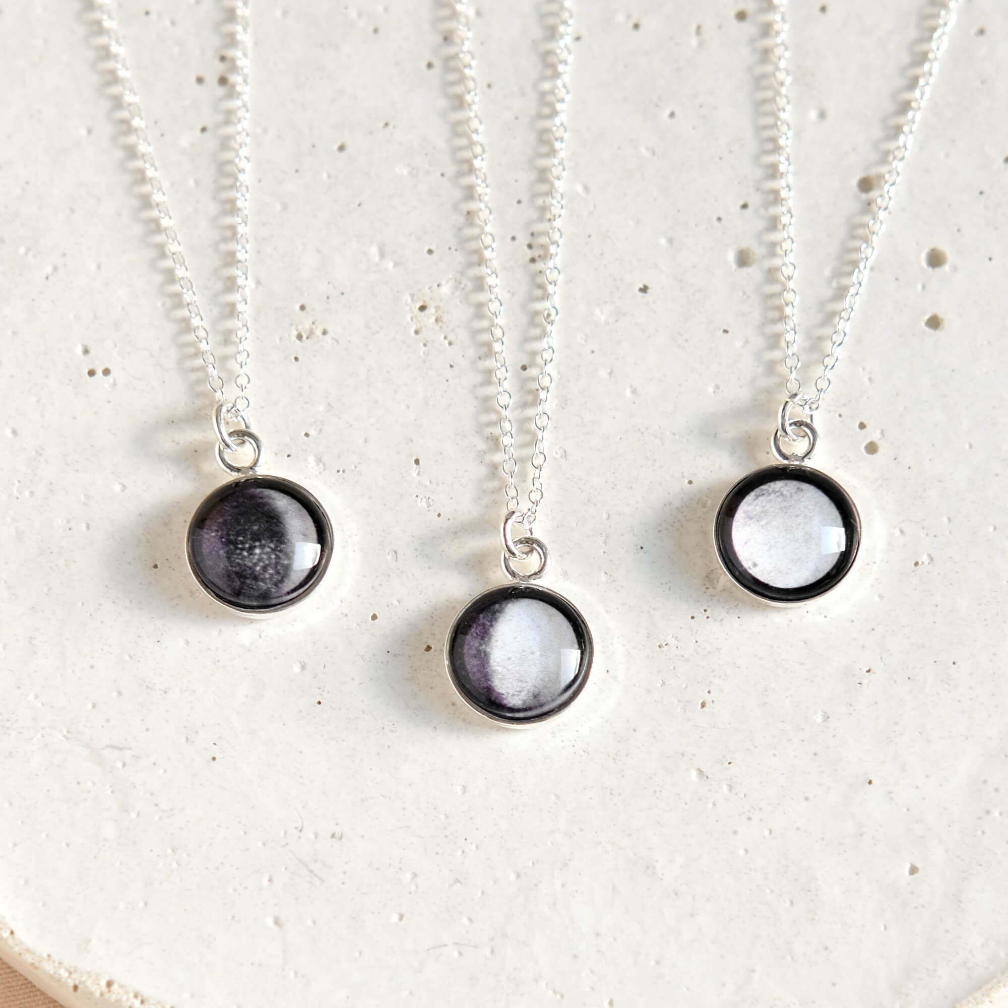 Sterling Silver Personalised Moon Phase Necklace