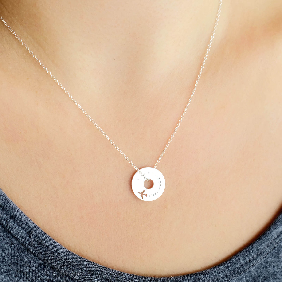 Tiny Airplane Spinner Necklace