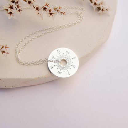 Silver Compass Necklace - Where to Next?