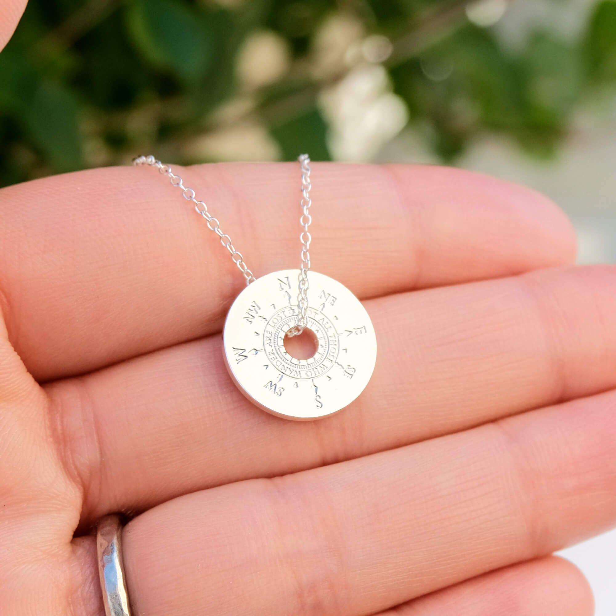 Men's Engravable Compass Disc Pendant in Sterling Silver (1-4 Lines) | Zales