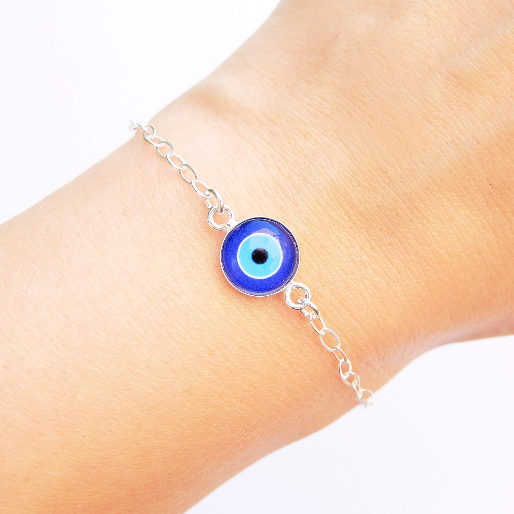 Silver evil eye on sale bracelet