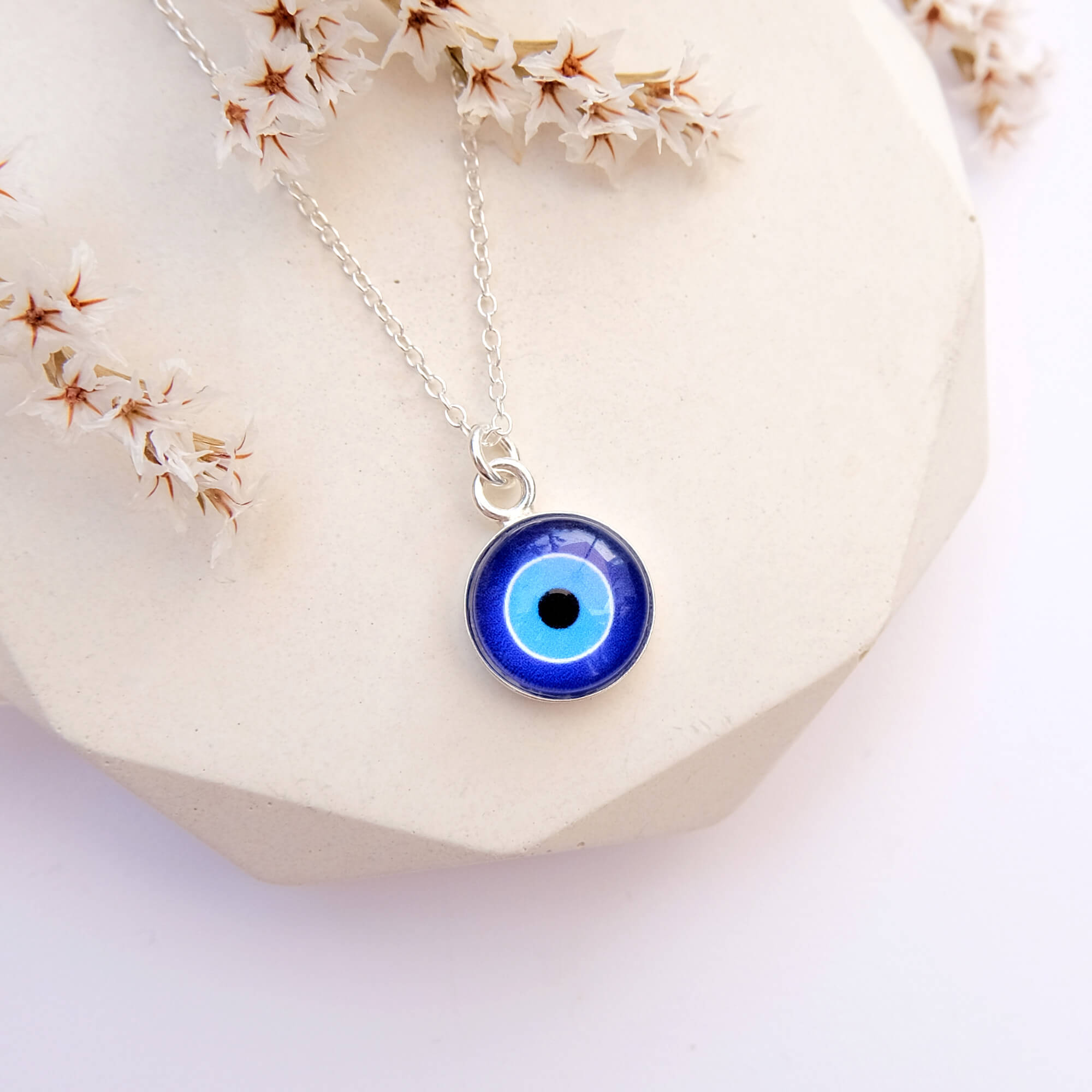 Evil Eye Necklace, Blue Evil Eye Bead, Evil Eye Charm Necklace, Nazar  Boncuk, Glass Evil Eye Bead, Turkish Evil Eye, Silver Necklace Jewelry -  Etsy