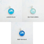 Sterling Silver Wave Charm - Sea Glass Green