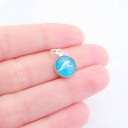 Sterling Silver Wave Charm - Deep Sea Navy Blue