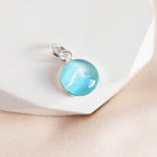 Sterling Silver Wave Charm - Deep Sea Navy Blue